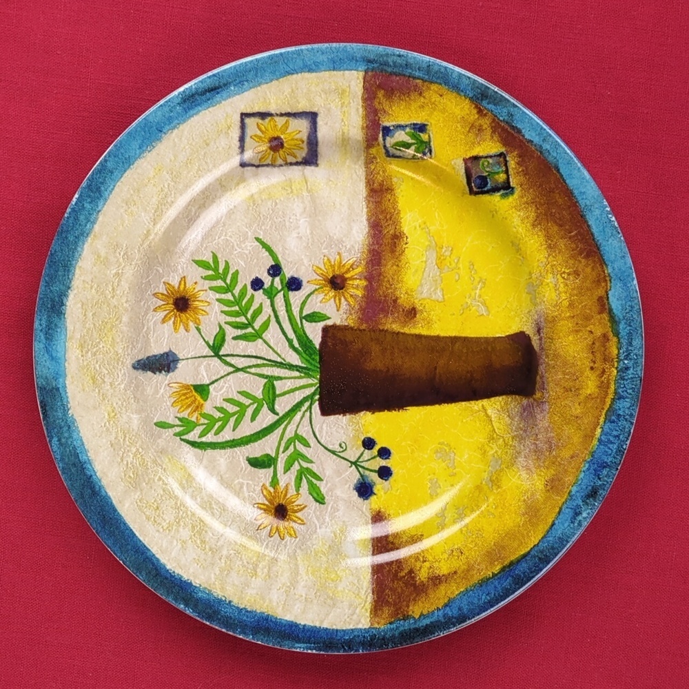 Tabletrendz By Sakura Stoneware Salad Plates And Latch Canister Floral Applique - Picture 8 of 17